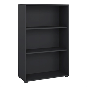 Pemberly Row Contemporary Adjustable 3 Shelf Bookcase in Matte Grey