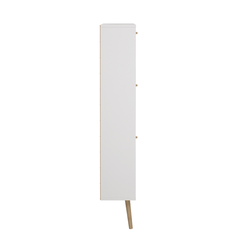 Pemberly Row Contemporary Shoe Cabinet with 3 Storage Drawers in White