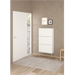 Pemberly Row Contemporary Shoe Cabinet with 3 Storage Drawers in White