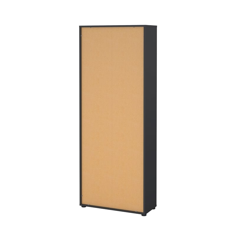 Pemberly Row Adjustable 6 Shelf Open Storage Bookcase in Matte Grey