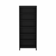 Pemberly Row Adjustable 6 Shelf Open Storage Bookcase in Black Matte