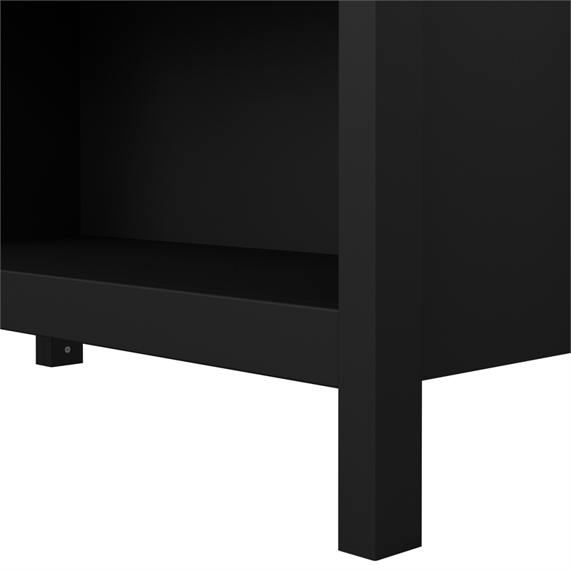 Pemberly Row Adjustable 6 Shelf Open Storage Bookcase in Black Matte