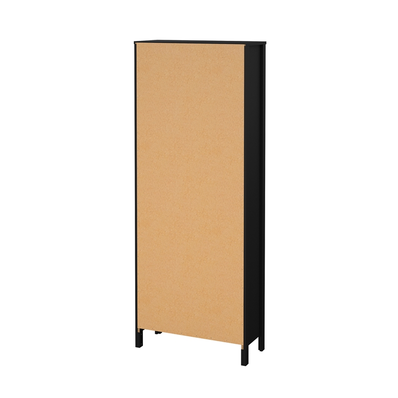 Pemberly Row Adjustable 6 Shelf Open Storage Bookcase in Black Matte