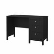 Pemberly Row Home Office Writing Desk with 3 Storage Drawers in Black Matte