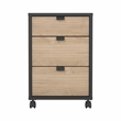 Pemberly Row Mobile Cabinet with 3 Drawers in Matte Grey and Jackson Hickory