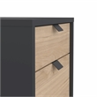 Pemberly Row Mobile Cabinet with 3 Drawers in Matte Grey and Jackson Hickory