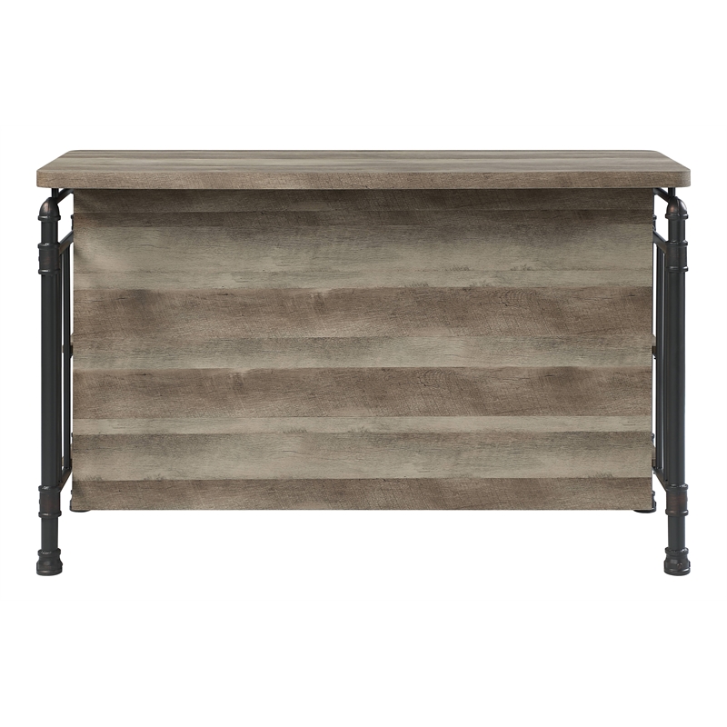 Pemberly Row Wooden 5 Shelves Kitchen Island in Antique Oak and Sandy Gray