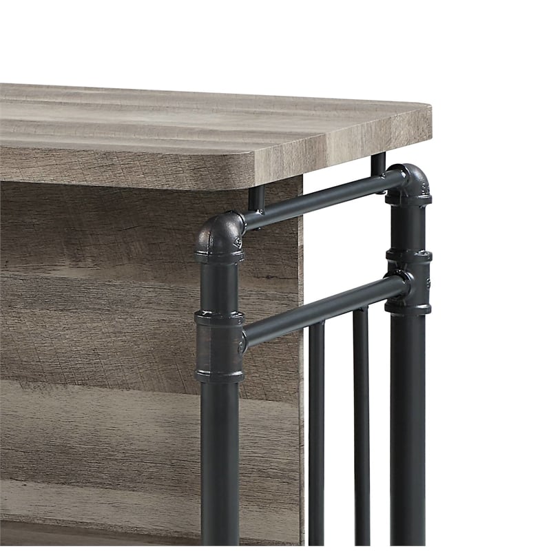 Pemberly Row Wooden 5 Shelves Kitchen Island in Antique Oak and Sandy Gray