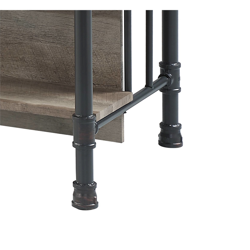 Pemberly Row Wooden 5 Shelves Kitchen Island in Antique Oak and Sandy Gray