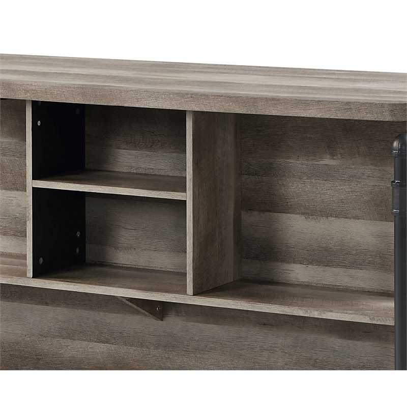 Pemberly Row Wooden 5 Shelves Kitchen Island in Antique Oak and Sandy Gray