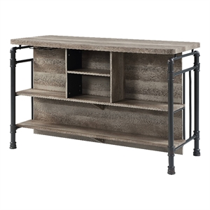 Pemberly Row Wooden 5 Shelves Kitchen Island in Antique Oak and Sandy Gray