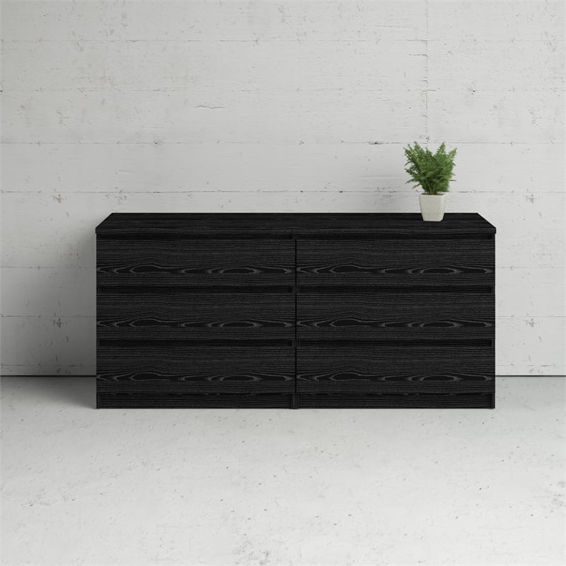 Pemberly Row 2-Piece Set with Dresser and Nightstand with Drawers in Black