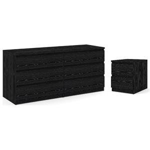 Pemberly Row 2-Piece Set with Dresser and Nightstand with Drawers in Black