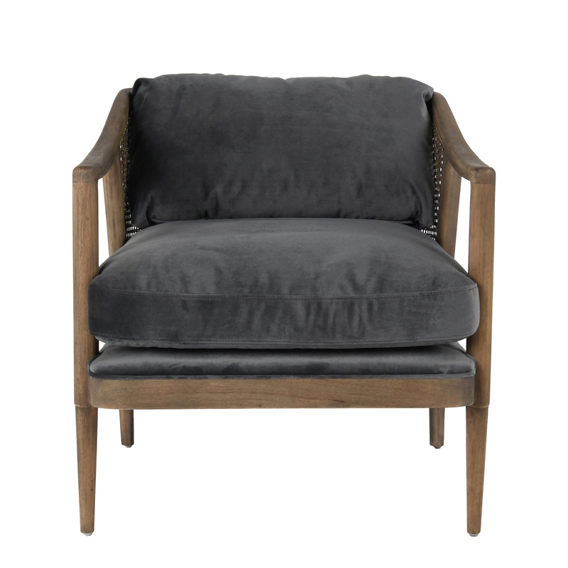 Pemberly Row Transitional Fabric Accent Chair in Storm Gray/Brown