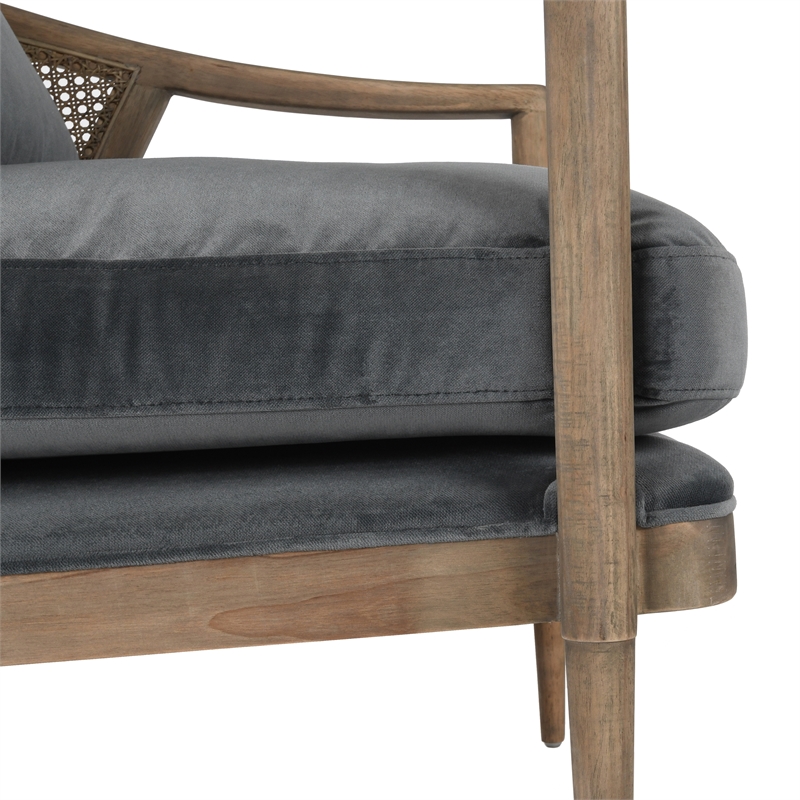Pemberly Row Transitional Fabric Accent Chair in Storm Gray/Brown