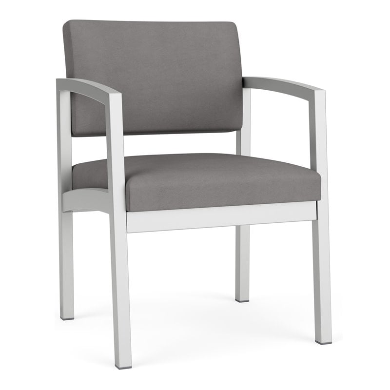 Pemberly Row Modern Polyurethane Guest Chair in Silver/Castillo Metal