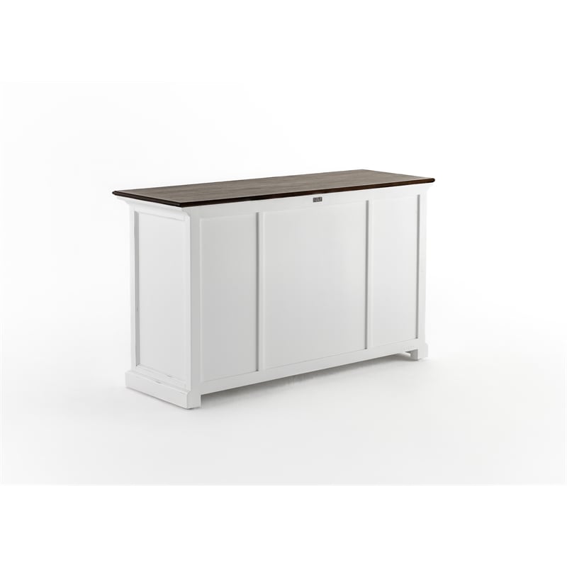 Pemberly Row Buffet with 4 Doors 3 Drawers Solid Wood in White and Brown