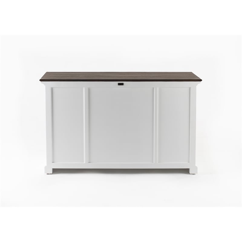 Pemberly Row Buffet with 4 Doors 3 Drawers Solid Wood in White and Brown
