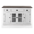 Pemberly Row Buffet with 4 Doors 3 Drawers Solid Wood in White and Brown