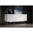 Pemberly Row Modern MDF Wood & Stainless Steel Buffet in High Gloss White