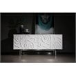 Pemberly Row Modern MDF Wood & Stainless Steel Buffet in High Gloss White
