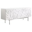 Pemberly Row Modern MDF Wood & Stainless Steel Buffet in High Gloss White