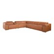 Pemberly Row 7-Piece 1 Console 3-Power Reclining Leather Sectional in Brown