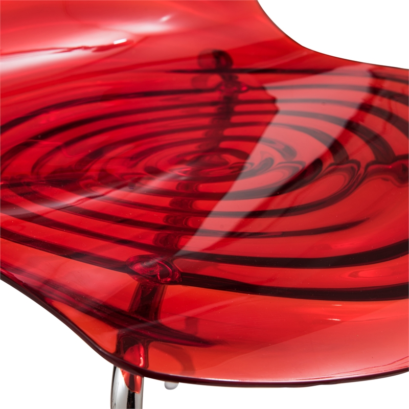 Pemberly Row Modern Plastic Rain Drop Design Dining Chair in Red