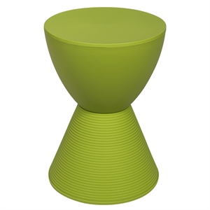 Pemberly Row Mid-Century Plastic Ribbed Round End Table in Green