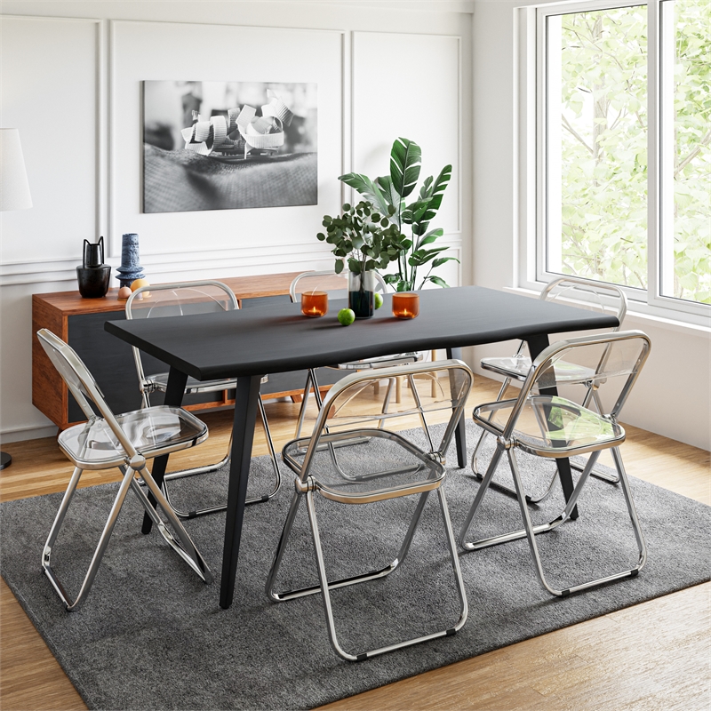 Pemberly Row Acrylic Folding Chair With Metal Frame in Clear
