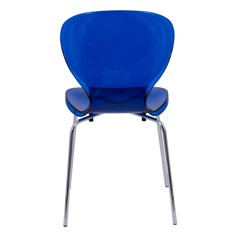 Pemberly Row Dining Side Chair With Strong Metal Legs in Blue