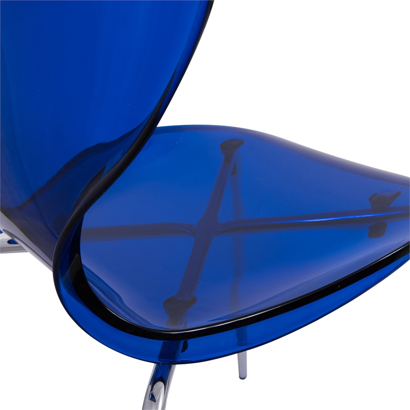 Pemberly Row Dining Side Chair With Strong Metal Legs in Blue