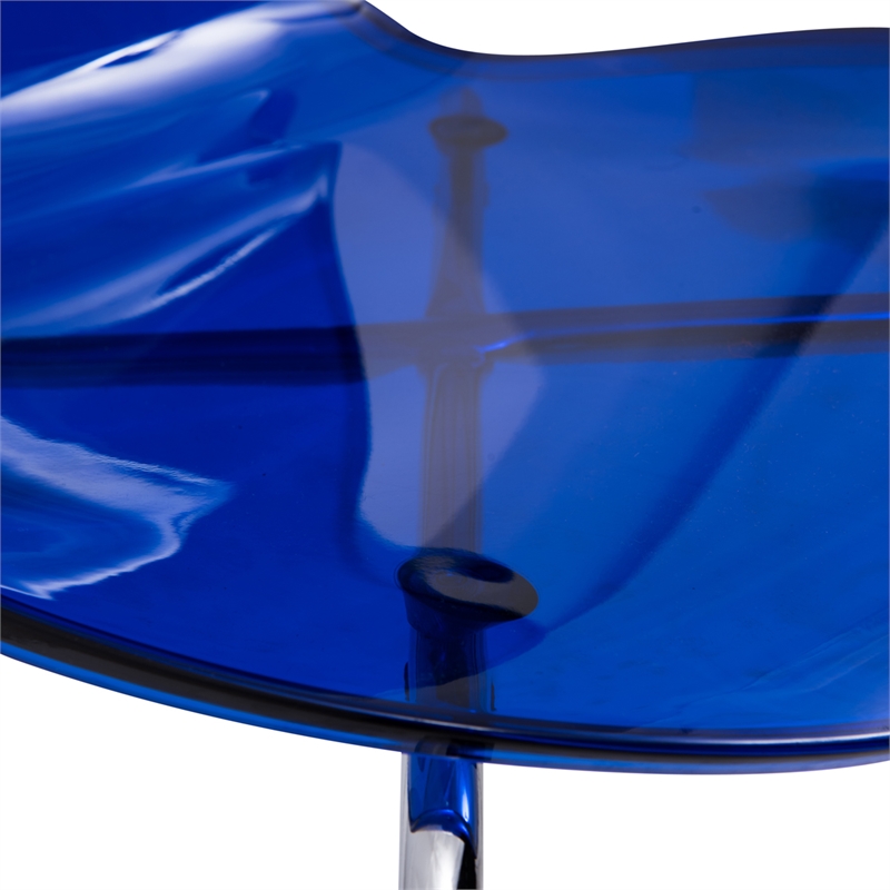Pemberly Row Dining Side Chair With Strong Metal Legs in Blue