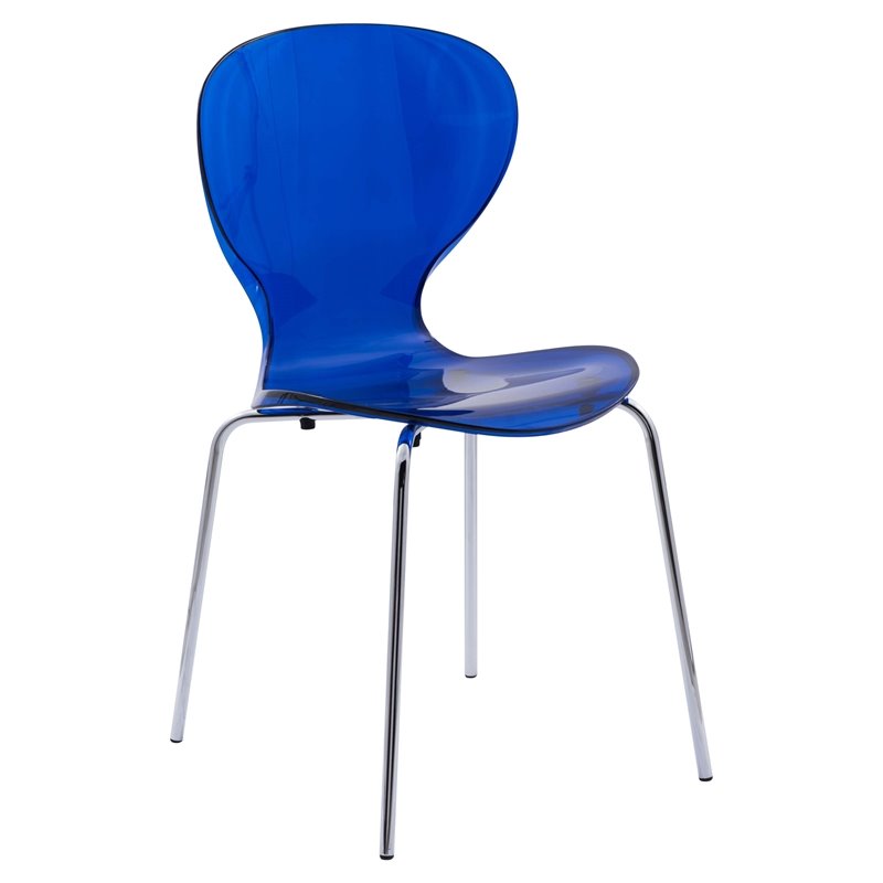 Pemberly Row Dining Side Chair With Strong Metal Legs in Blue