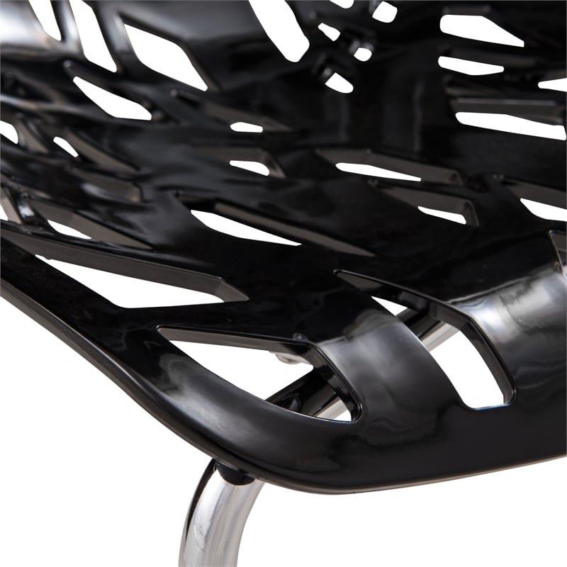 Pemberly Row Modern Dining Side Chair With Chromed Legs in Black