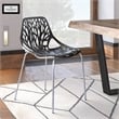 Pemberly Row Modern Dining Side Chair With Chromed Legs in Black