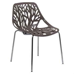 Pemberly Row Modern Dining Side Chair With Chromed Legs in Taupe