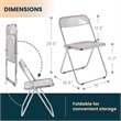 Pemberly Row Acrylic Folding Chair With Metal Frame in Rose Pink