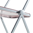 Pemberly Row Acrylic Folding Chair With Metal Frame in Rose Pink