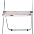 Pemberly Row Acrylic Folding Chair With Metal Frame in Rose Pink