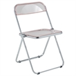 Pemberly Row Acrylic Folding Chair With Metal Frame in Rose Pink