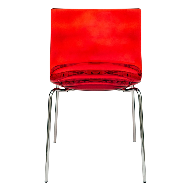 Pemberly Row Modern Rain Drop Design Dining Chair in Red Set of 4