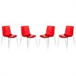 Pemberly Row Modern Rain Drop Design Dining Chair in Red Set of 4