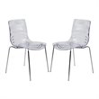 Pemberly Row Modern Rain Drop Design Dining Chair in Clear Set of 2