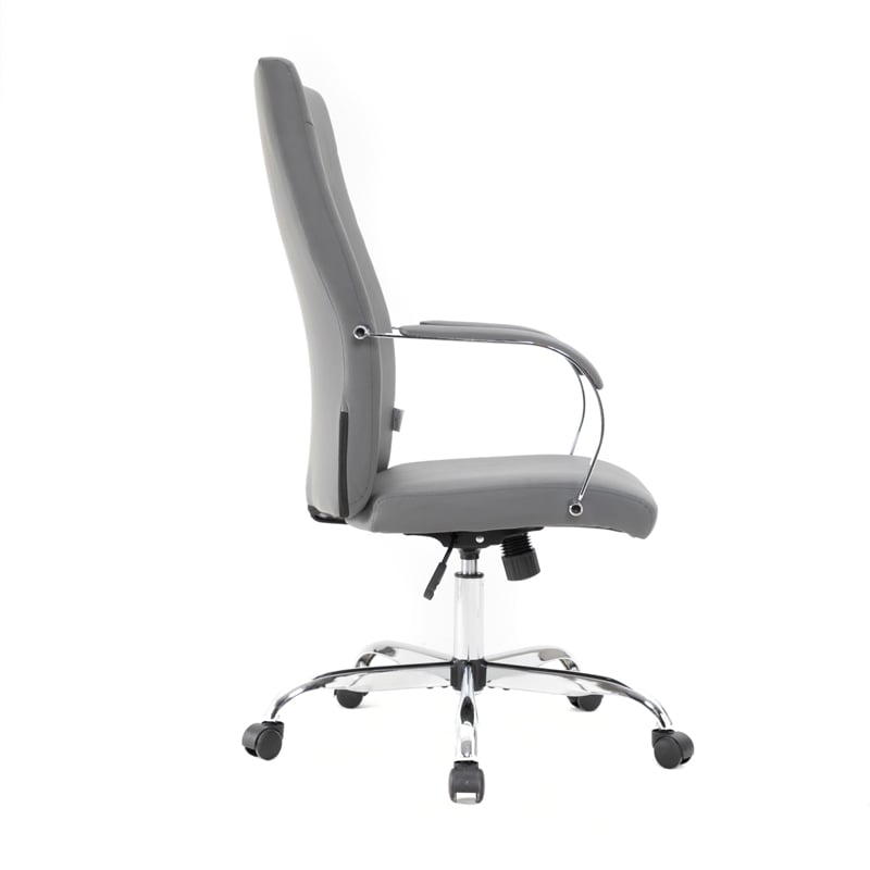 Pemberly Row Modern High-Back Leather Conference Office Chair in Gray