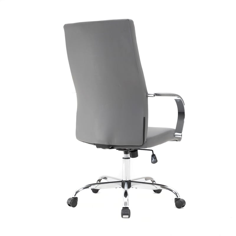 Pemberly Row Modern High-Back Leather Conference Office Chair in Gray
