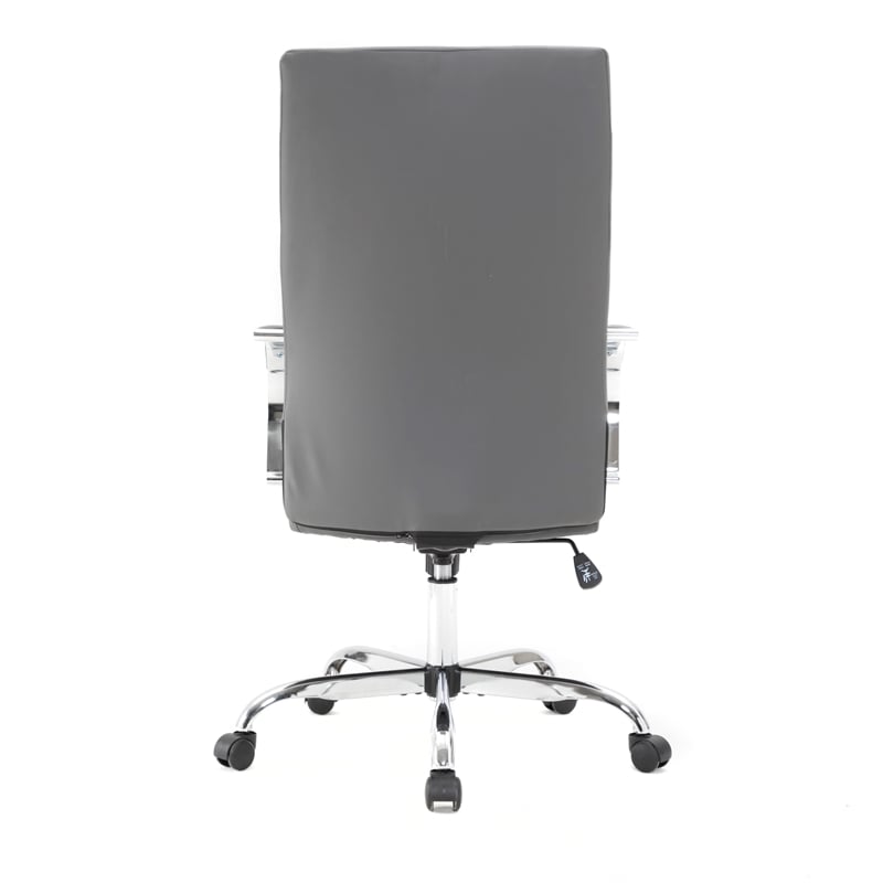 Pemberly Row Modern High-Back Leather Conference Office Chair in Gray