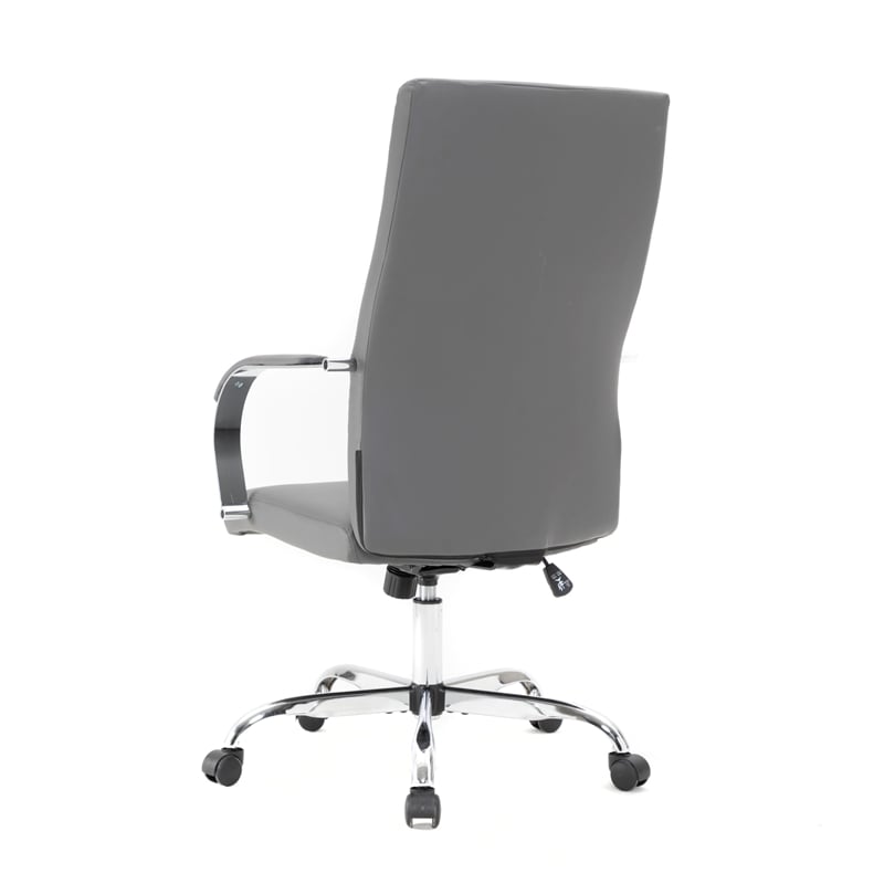 Pemberly Row Modern High-Back Leather Conference Office Chair in Gray