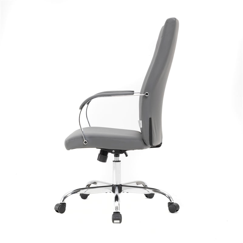 Pemberly Row Modern High-Back Leather Conference Office Chair in Gray