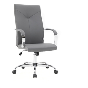 Pemberly Row Modern High-Back Leather Conference Office Chair in Gray